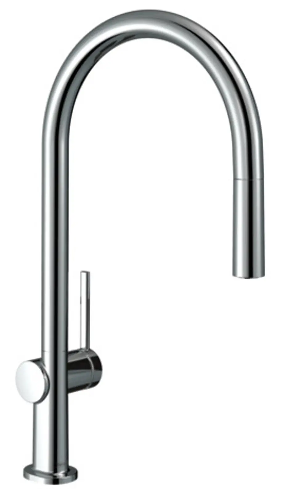 Hansgrohe Spültischmischer mit hohem Auslauf und einer Griffbedienung in Chrom-Optik, geeignet für moderne Küchen.